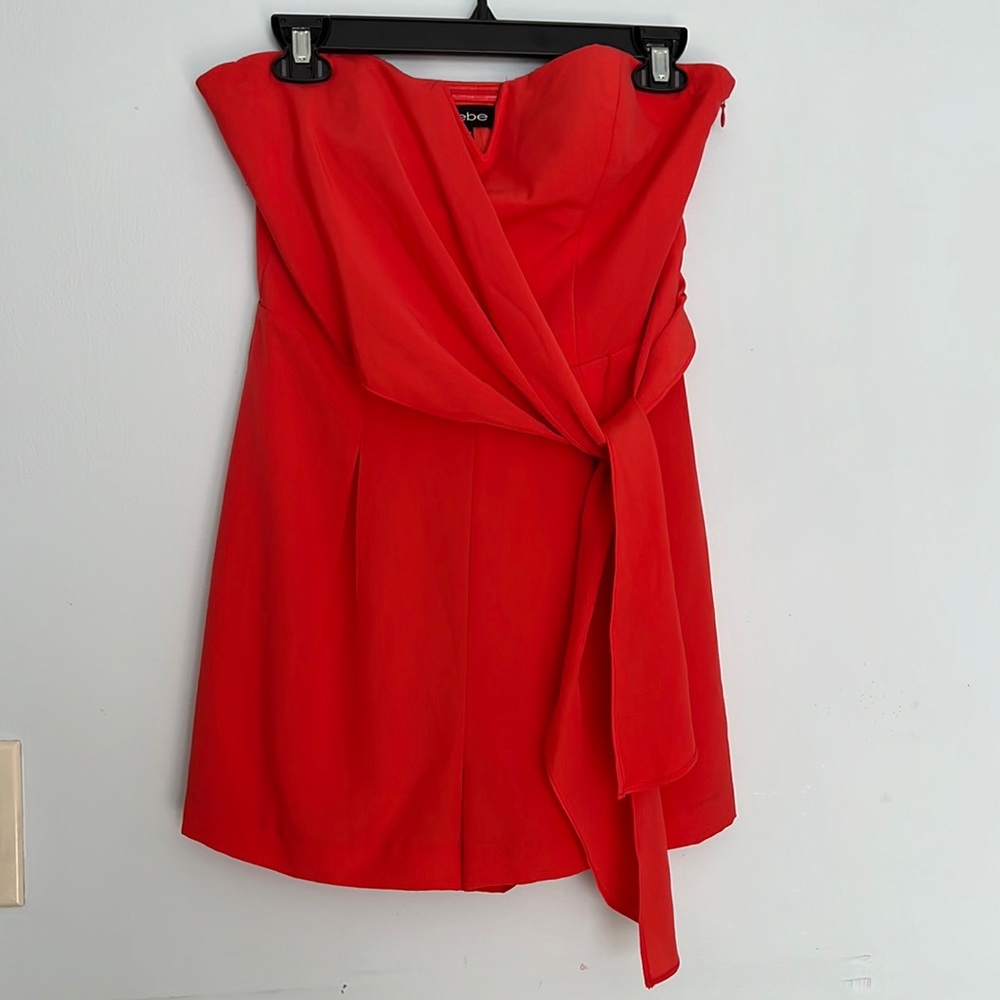 Bebe orange strapless jumpsuit